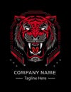 The Tiger head illustration on the black background Royalty Free Stock Photo
