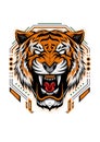 The Tiger head illustration roaring on white background Royalty Free Stock Photo