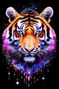 Tiger head isolated on black background, king tiger artictic design. Generative Ai Royalty Free Stock Photo