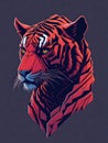 Tiger head isolated on black background, king tiger artictic design. Generative Ai Royalty Free Stock Photo