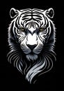 Tiger head isolated on black background, king tiger artictic design Royalty Free Stock Photo