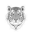Tiger head isolated on white background., Wild Animal stylized portrait. Zentangle inspired tribal style. Black and Royalty Free Stock Photo