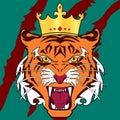 Tiger Head King with Green Background