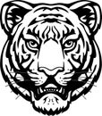 Tiger Head Line Art, Wild Mammal Illustration