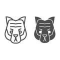 Tiger head line and solid icon. Artistic mascot of wild animal face silhouette. Animals vector design concept, outline Royalty Free Stock Photo