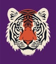 Tiger Head Lino Art Stencil Decorative Sticker Logo