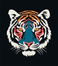 Tiger Head Lino Art Stencil Decorative Sticker Logo