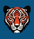 Tiger Head Lino Art Stencil Decorative Sticker Logo