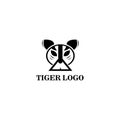 Tiger head logo simple line design vector template Royalty Free Stock Photo