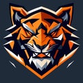 Tiger head mascot logo design vector with modern illustration concept style for badge, emblem and t-shirt printing. Generative AI Royalty Free Stock Photo