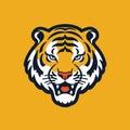Tiger head mascot logo vector illustration on yellow background. Tiger head mascot for sport team Royalty Free Stock Photo