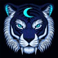 Tiger head mystical moon vector illustration Royalty Free Stock Photo