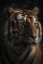 Tiger head portrait, created with generative AI