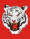 Tiger head. Red wallpapper. Tiger Background