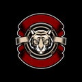 Tiger head with ribbon vector emblem vintage logo style template