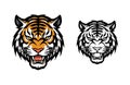 Angry tiger face head logo, vector illustration, tattoo, symbol, icon, isolated in white background Royalty Free Stock Photo