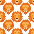 Tiger head royal seamless pattern background with beautiful animal vector hand drawn lion face illustration. Royalty Free Stock Photo