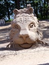 Tiger head sand sculpture in the zoo of Helsinki, Finland