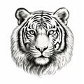 Hyperrealistic Tiger Head Sketch Vector Illustration In Black And White Royalty Free Stock Photo