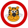 Tiger head smiling in road sign