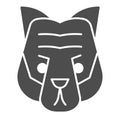 Tiger head solid icon. Artistic mascot of wild animal face silhouette. Animals vector design concept, glyph style Royalty Free Stock Photo