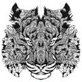 TIGER head tattoo. psychedelic Royalty Free Stock Photo