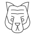 Tiger head thin line icon. Artistic mascot of wild animal face silhouette. Animals vector design concept, outline style Royalty Free Stock Photo
