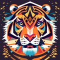 Tiger head in tribal style. Colorful vector illustration for your design AI generated Royalty Free Stock Photo