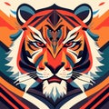 Tiger head vector illustration. Abstract colorful background with tiger head. AI generated Royalty Free Stock Photo