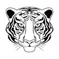 Tiger head vector illustration in black and white Royalty Free Stock Photo