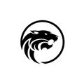 Tiger head - vector logo concept illustration in classic graphic style. Tiger head silhouette sign. Bengal tiger head creative il