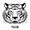 Tiger head on a white background. Abstract tattoo, tiger logo black and white vector illustration. Royalty Free Stock Photo
