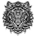 Tiger head zentangle stylized, vector, illustration, pattern. Zen art. Royalty Free Stock Photo