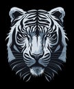 Tiger heads black and white flat silhouette logo design