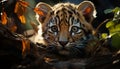 Tiger hiding in the forest, staring with beauty in nature generated by AI Royalty Free Stock Photo