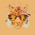 tiger hipster glasses drawing, illustration