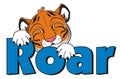 Tiger hold a word roar Royalty Free Stock Photo