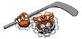 Tiger Ice Hockey Player Animal Sports Mascot