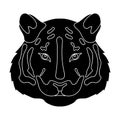 Tiger icon in black style isolated on white background. Realistic animals symbol stock vector illustration. Royalty Free Stock Photo