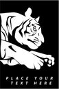 Tiger Jump On Black Rectangular With Text Color Illustration