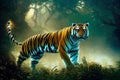 Tiger in the jungle. Illustration for advertising, cartoons, games, print media