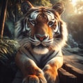 Tiger King of the Jungle, AI generated illustration