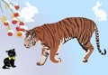Tiger, kitten and rabbits illustration