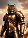 Tiger in knight armor. Generative AI Royalty Free Stock Photo