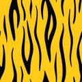 Tiger leather print background. Vector wild animal skin texture, black stripes pattern on yellow background. Abstract Royalty Free Stock Photo