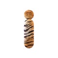 Tiger letter I - Small 3d Feline fur font - Suitable for Safari, Wildlife or big felines related subjects