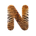 Tiger letter N - Capital 3d Feline fur font - suitable for Safari, Wildlife or big felines related subjects