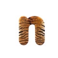 Tiger letter N - Small 3d Feline fur font - Suitable for Safari, Wildlife or big felines related subjects