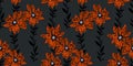 Tiger lilies in naive style. Lily flower natural seamless pattern in minimalism aesthetic, modern background. Royalty Free Stock Photo