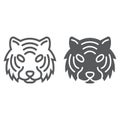 Tiger line and glyph icon, animal and zoo Royalty Free Stock Photo